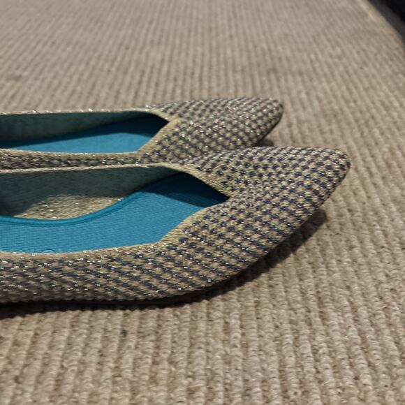 Rothy’s The Point Flats Gold Pink Turquoise Multi Metallic Size 7.5 RETIRED - Picture 2 of 8